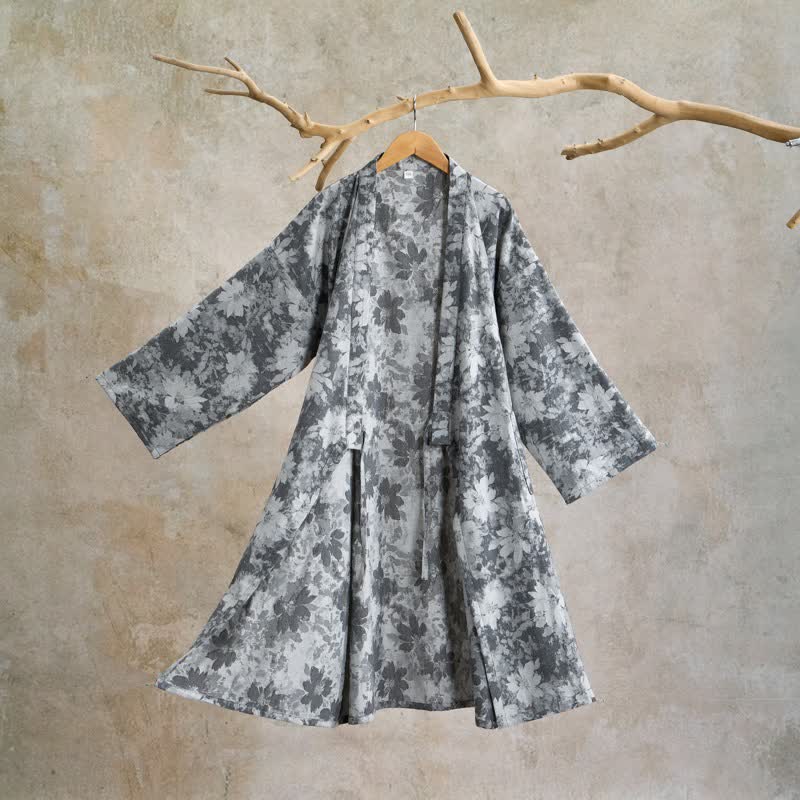 Elegant Floral Kimono Cotton Gauze Robe