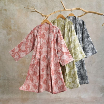 Elegant Floral Kimono Cotton Gauze Robe