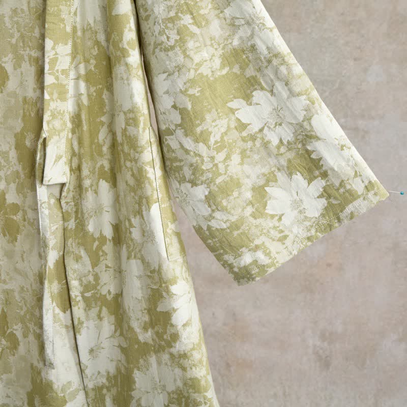 Elegant Floral Kimono Cotton Gauze Robe