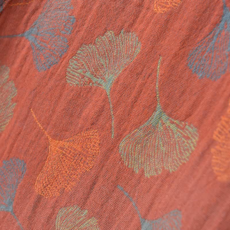 Ginkgo Leaf Cotton Gauze Yukata Robe