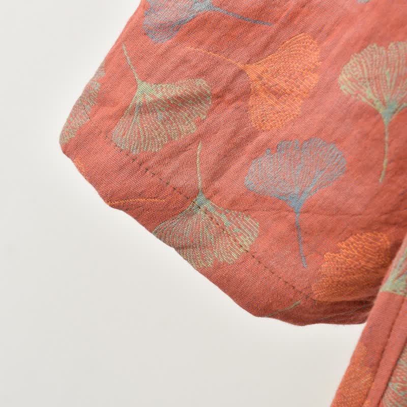 Ginkgo Leaf Cotton Gauze Yukata Robe