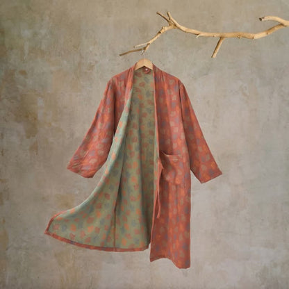 Ginkgo Leaf Cotton Gauze Yukata Robe