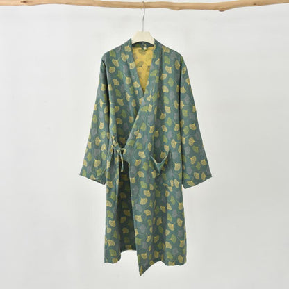 Ginkgo Leaf Cotton Gauze Yukata Robe