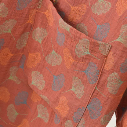 Ginkgo Leaf Cotton Gauze Yukata Robe
