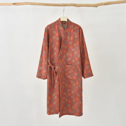 Ginkgo Leaf Cotton Gauze Yukata Robe