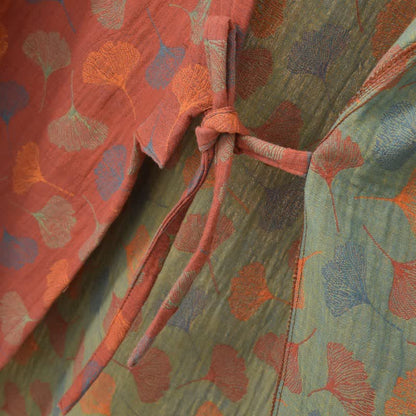 Ginkgo Leaf Cotton Gauze Yukata Robe