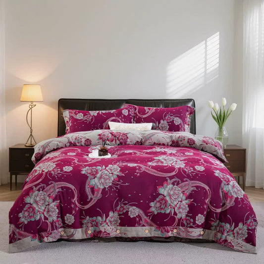 Luxury Peony Cotton Gauze Bedding Set(4PCS)