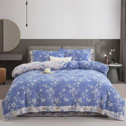 Blue Lily Cotton Gauze Bedding Set(4PCS)