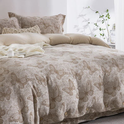 Pastoral Butterfly Cotton Gauze Bedding Set(4PCS)