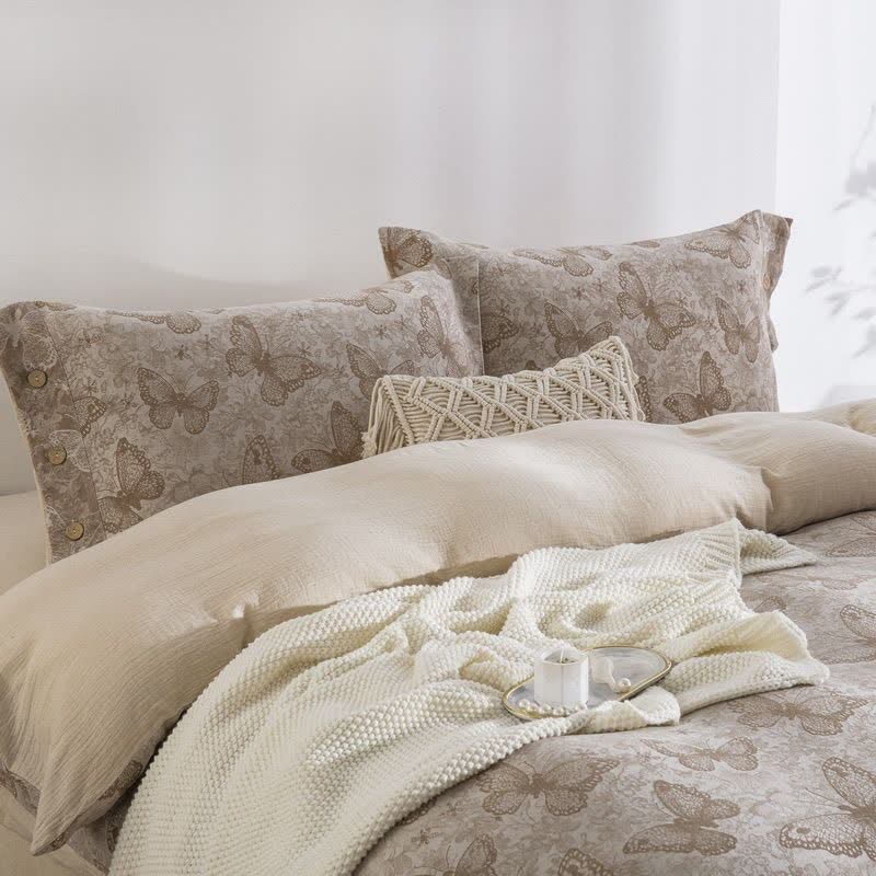 Pastoral Butterfly Cotton Gauze Bedding Set(4PCS)