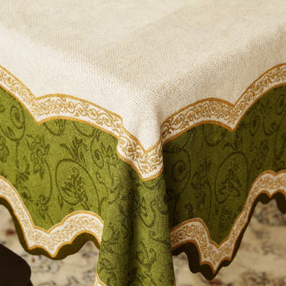 Vintage Botanical Scalloped Edge Tablecloth