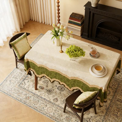 Vintage Botanical Scalloped Edge Tablecloth