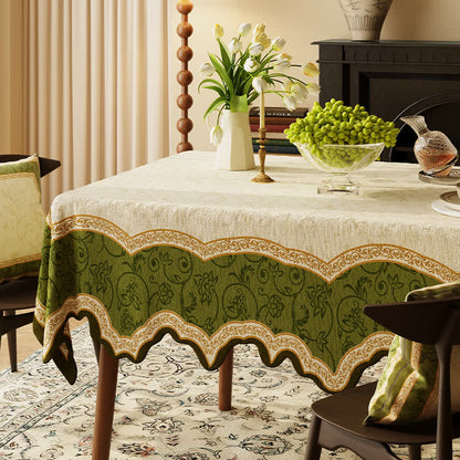Vintage Botanical Scalloped Edge Tablecloth