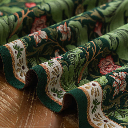 Tropical Leaf Jacquard Tassel Table Runner