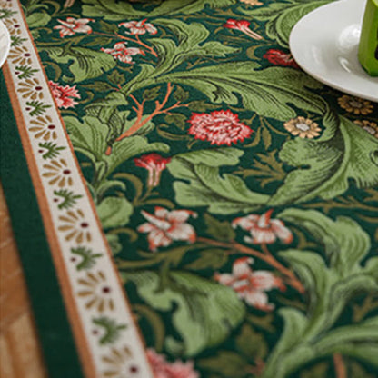 Tropical Leaf Jacquard Tassel Table Runner