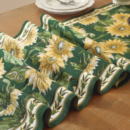 Sunflower Jacquard Tassel Table Runner
