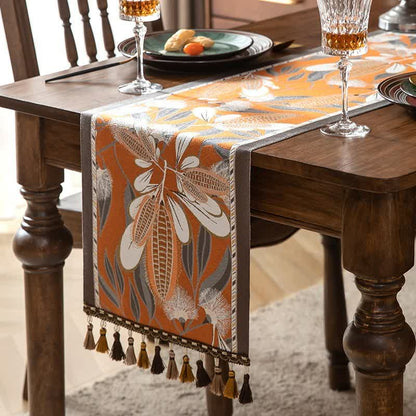 Artistic Corn Jacquard Tassel Table Runner