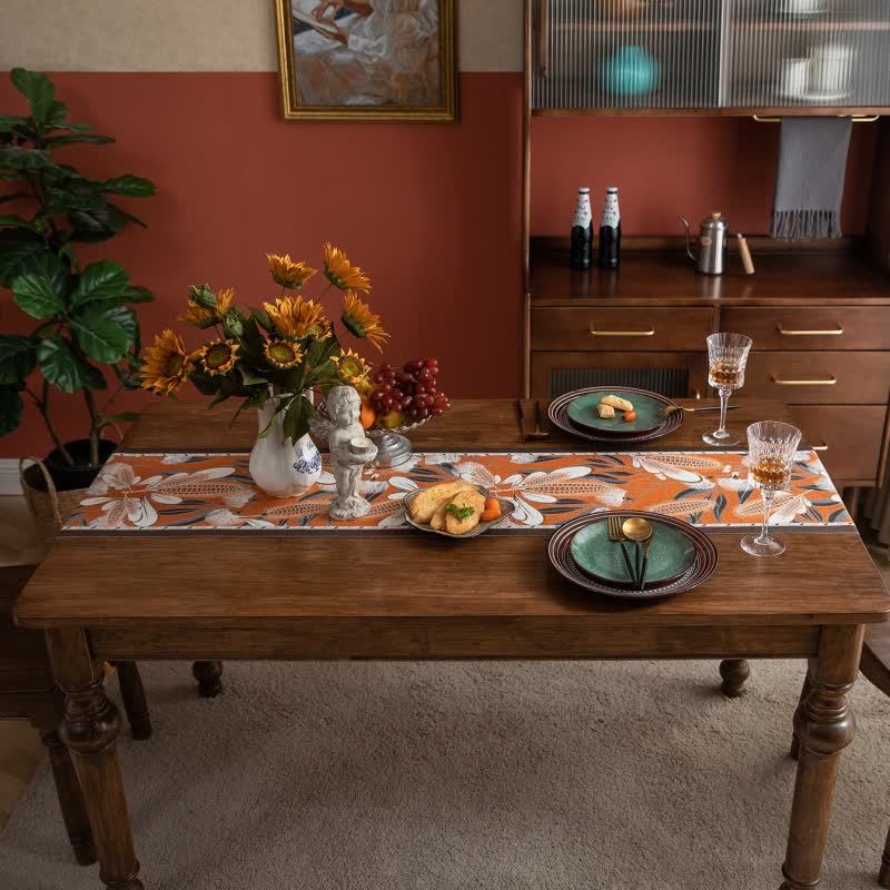Artistic Corn Jacquard Tassel Table Runner