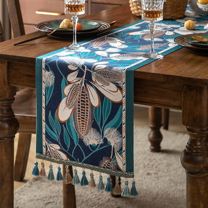 Artistic Corn Jacquard Tassel Table Runner