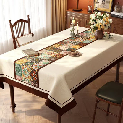 Boho Moroccan Tile Patchwork Tablecloth
