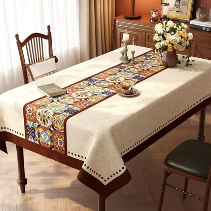 Boho Moroccan Tile Patchwork Tablecloth