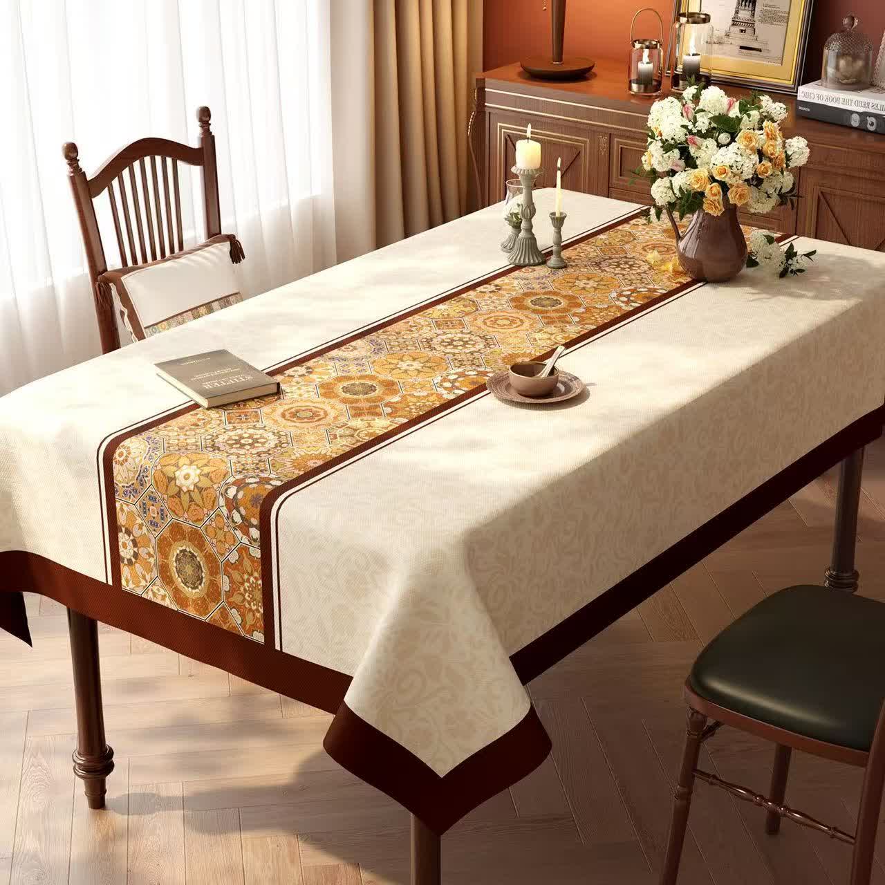 Boho Moroccan Tile Patchwork Tablecloth