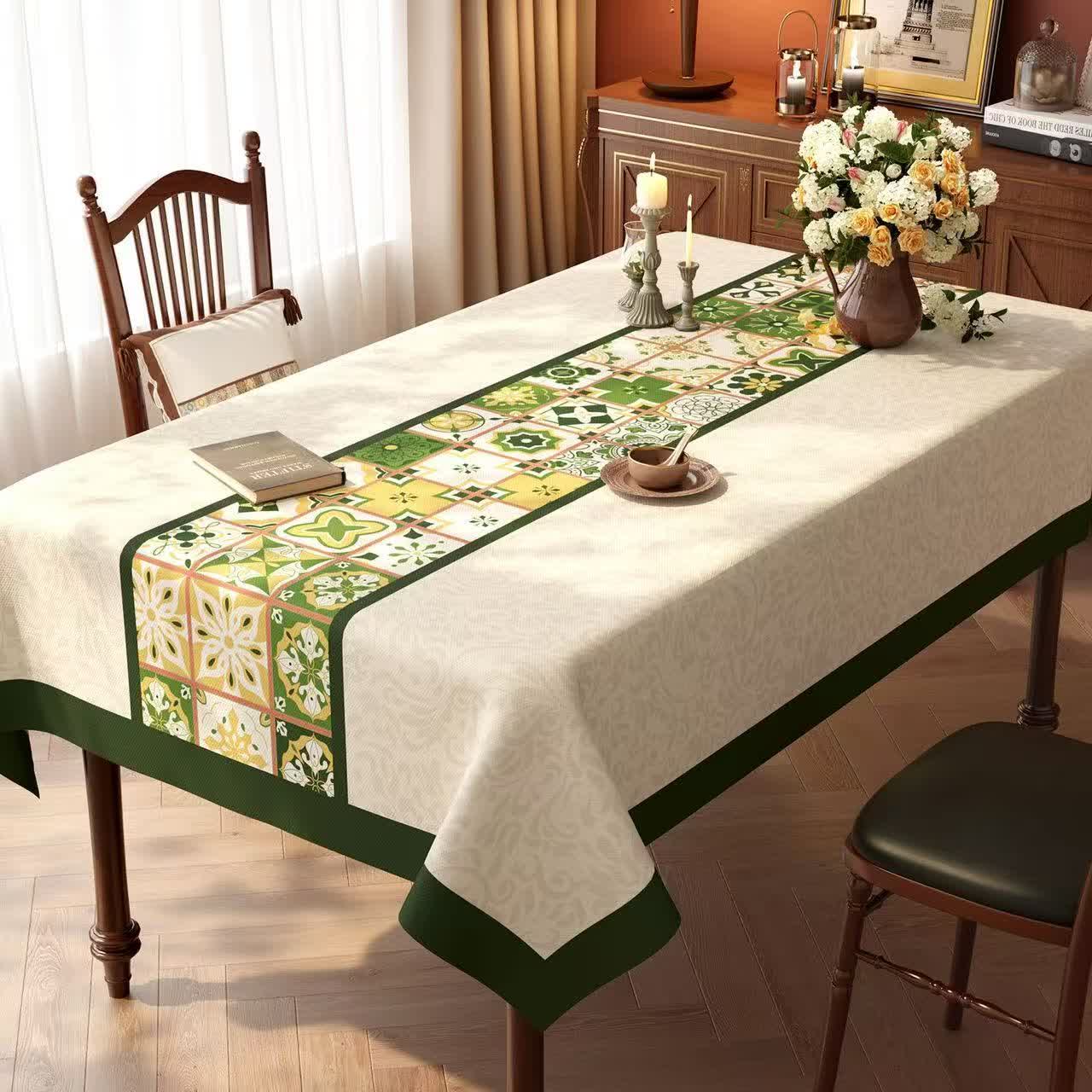 Boho Moroccan Tile Patchwork Tablecloth