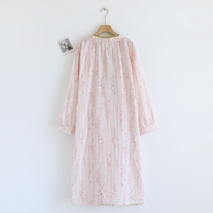Ditsy Floral Cotton Gauze Kimono Nightgown