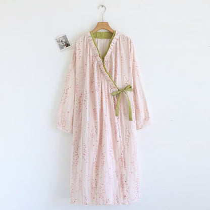 Ditsy Floral Cotton Gauze Kimono Nightgown