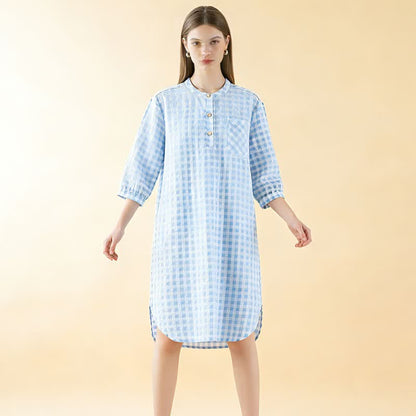 Classic Plaid Pure Cotton Nightgown
