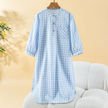 Classic Plaid Pure Cotton Nightgown
