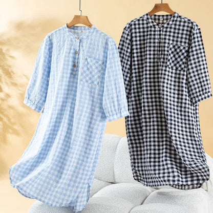 Classic Plaid Pure Cotton Nightgown