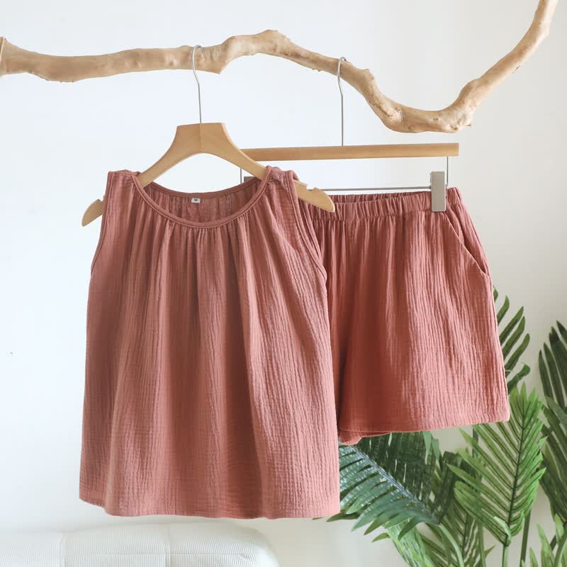 Cotton Double Gauze Tank Top & Shorts Set