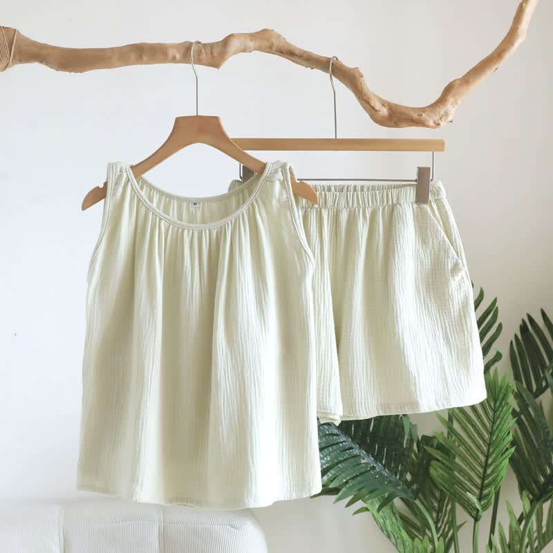 Cotton Double Gauze Tank Top & Shorts Set