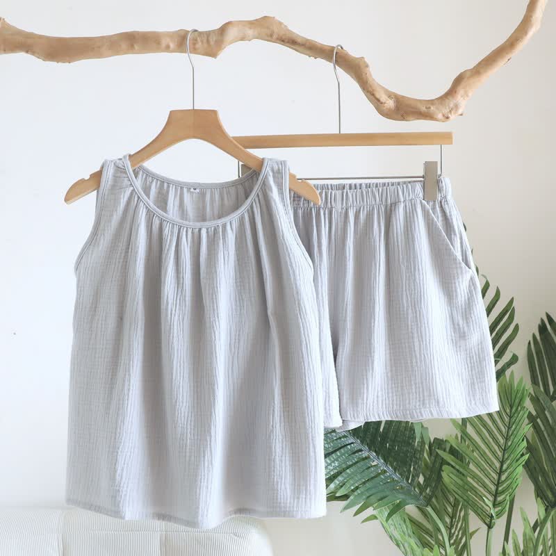 Cotton Double Gauze Tank Top & Shorts Set