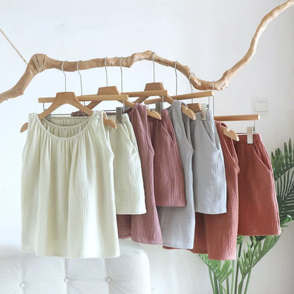 Cotton Double Gauze Tank Top & Shorts Set
