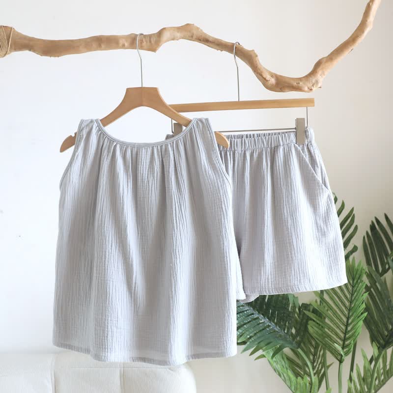 Cotton Double Gauze Tank Top & Shorts Set