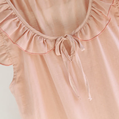 Cotton Gauze Solid Flutter Sleeve Nightdress