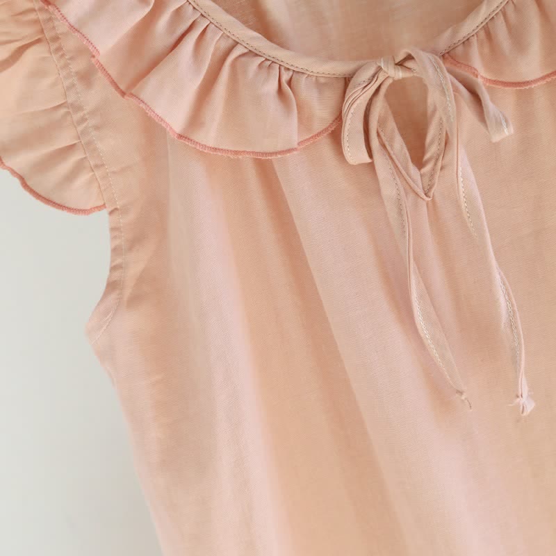 Cotton Gauze Solid Flutter Sleeve Nightdress
