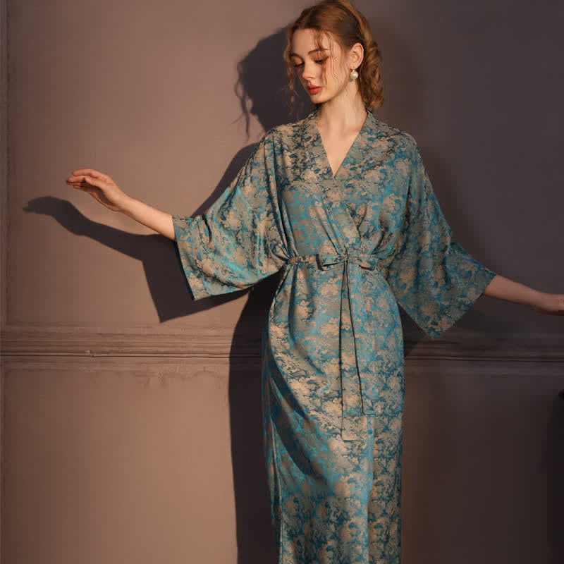 Vintage Pattern 3/4 Sleeve Kimono Robe