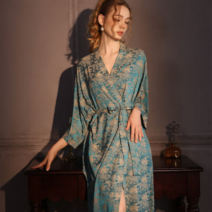 Vintage Pattern 3/4 Sleeve Kimono Robe