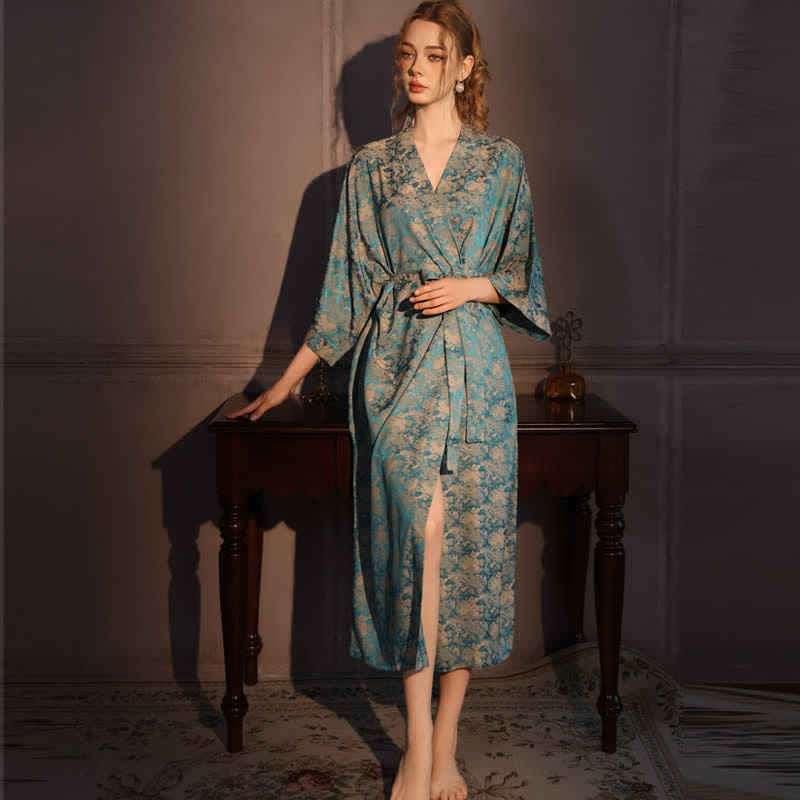 Vintage Pattern 3/4 Sleeve Kimono Robe