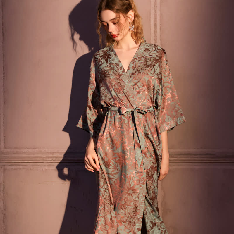 Artistc Floral Inspired 3/4 Sleeve Robe