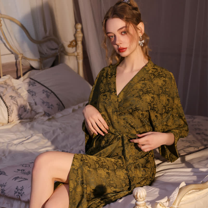 Artistc Jacquard Inspired 3/4 Sleeve Robe