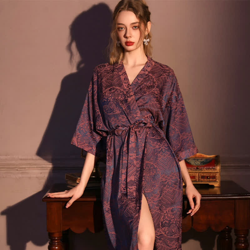 Abstract Pattern 3/4 Sleeve Robe