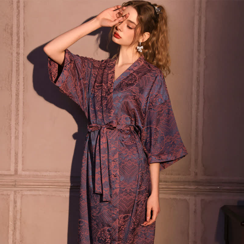 Abstract Pattern 3/4 Sleeve Robe