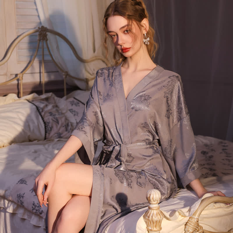 Luxury Floral 3/4 Sleeve Kimono Robe