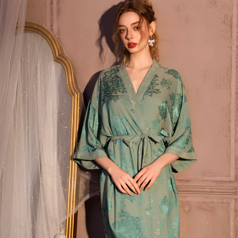 Luxury Floral 3/4 Sleeve Kimono Robe