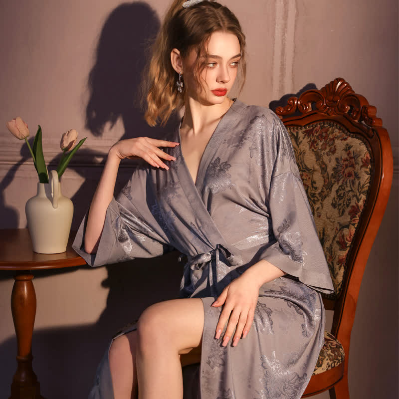 Luxury Floral 3/4 Sleeve Kimono Robe