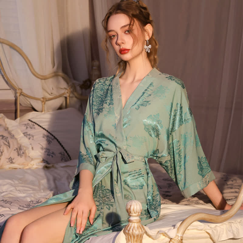 Luxury Floral 3/4 Sleeve Kimono Robe